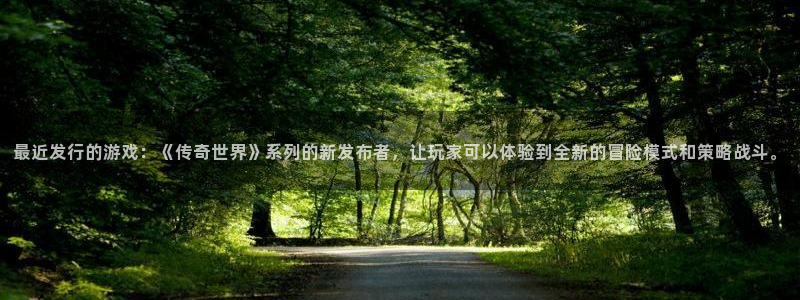 江苏pp电子：最近发行的游戏：《传奇世界》系列的新发布者，让玩家可以体验到全新的冒险模式和策略战斗。